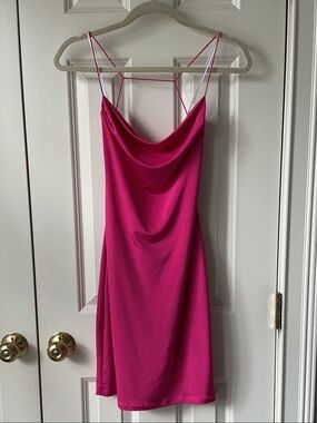 Lovely Day Hot Pink Cowl Neck Mini Dress